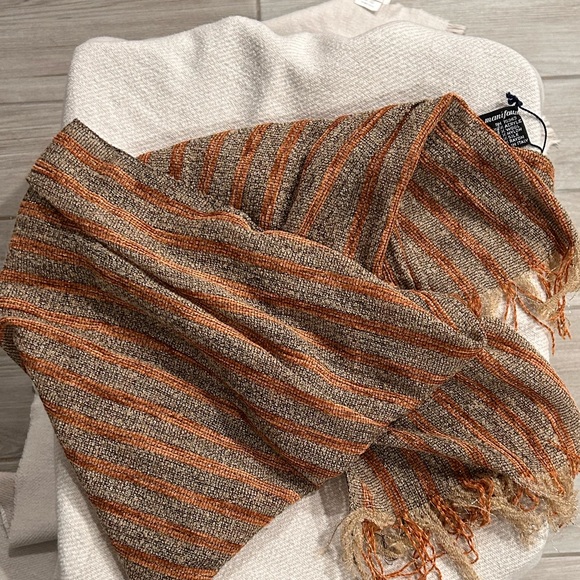 Manifattura Almar Vintage scarf- handmade Italian tan/orange stripe - Picture 2 of 2